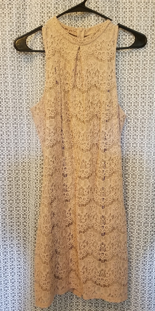 Peach Lace Mini Dress